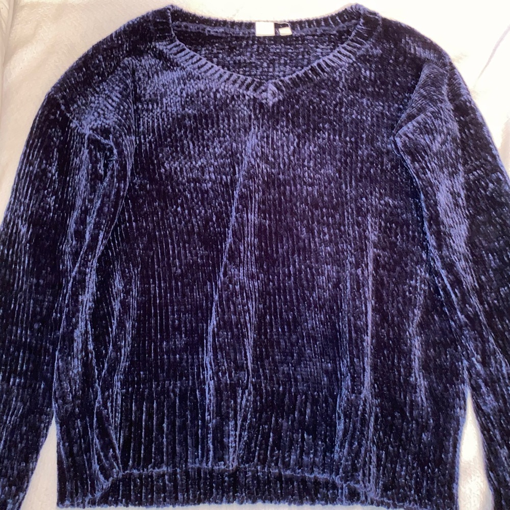 navy blue chenille sweater